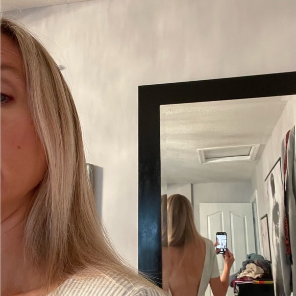 Sezane Odalie button back blue and white striped dress. EUC. Size 38 (6) - Picture 5 of 6